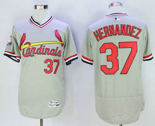 Men's St. Louis Cardinals #37 Keith Hernandez Retired Gray Pullover 2016 Flexbase Baseball Jersey