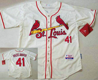 Men's St. Louis Cardinals #41 Jeremy Hazelbaker Cream Stitched Baseball Jersey