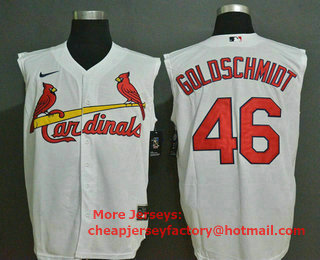 Men's St. Louis Cardinals #46 Paul Goldschmidt White 2020 Cool and Refreshing Sleeveless Fan Stitched MLB Nike Jersey