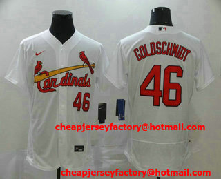 Men's St. Louis Cardinals #46 Paul Goldschmidt White Stitched MLB Flex Base Nike Jersey