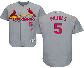 Men's St. Louis Cardinals #5 Albert Pujols Gray Road Stitched MLB Flex Base Jersey