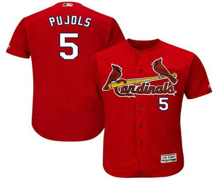 Men's St. Louis Cardinals #5 Albert Pujols Red Alternate Stitched MLB Flex Base Jersey