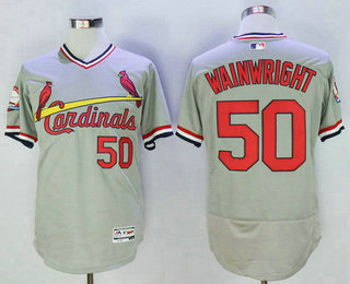 Men's St. Louis Cardinals #50 Adam Wainwright CreamGray Pullover 2016 Flexbase Baseball Jersey