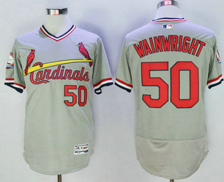 Men's St. Louis Cardinals #50 Adam Wainwright Gray Pullover 2016 Flexbase Baseball Jersey
