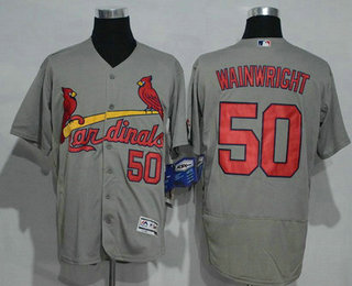 Men's St. Louis Cardinals #50 Adam Wainwright Gray Road 2016 Flexbase Baseball Jersey