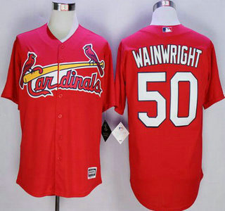 Men's St. Louis Cardinals #50 Adam Wainwright New Red Cool Base Jersey