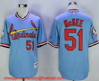 Men's St. Louis Cardinals #51 Willie McGee Blue Cooperstown Throwback Stitched MLB Jersey