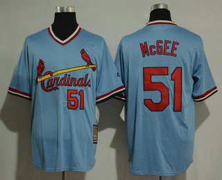 Men's St. Louis Cardinals #51 Willie McGee Light Blue Cool Base Cooperstown Collection Player Jersey