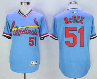 Men's St. Louis Cardinals #51 Willie McGee Retired Light Blue Pullover 2016 Flexbase Baseball Jersey