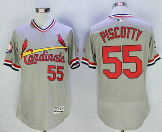 Men's St. Louis Cardinals #55 Stephen Piscotty Retired Gray Pullover 2016 Flexbase Baseball Jersey