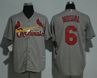 Men's St. Louis Cardinals #6 Stan Musial Gray Road Stitched MLB Cool Base Jersey