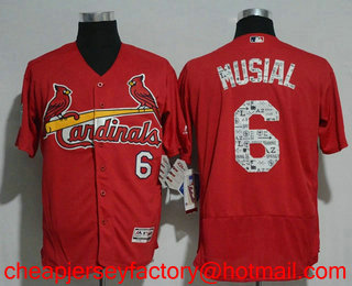 Men's St. Louis Cardinals #6 Stan Musial Retired Red 2017 Spring Training Stitched MLB Flex Base Jersey