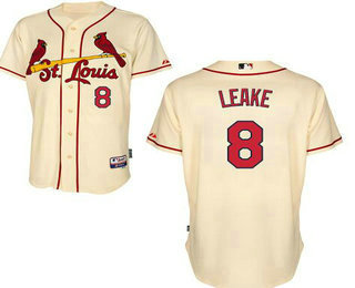 Men's St. Louis Cardinals #8 Mike Leake Cream Stitched Baseball Jersey