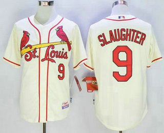 Men's St. Louis Cardinals #9 Enos Slaughter Cream Cool Base Jersey