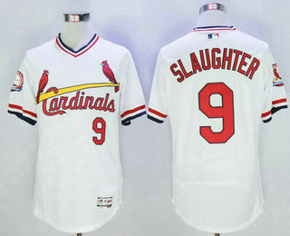 Men's St. Louis Cardinals #9 Enos Slaughter Retired White Pullover 2016 Flexbase Baseball Jersey
