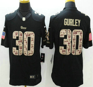 Men's St. Louis Rams #30 Todd Gurley Nike Salute to Service Nike Black Limited Jersey