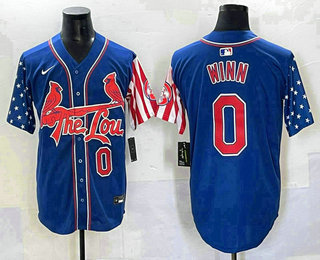 Men's St Louis Cardinals #0 Masyn Winn Number Blue USA Cool Base Stitched Jersey