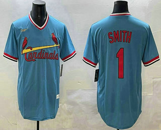 Men's St Louis Cardinals #1 Ozzie Smith Blue Pullover Stitched Cool Base Nike Jersey