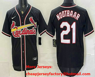 Men's St Louis Cardinals #21 Lars Nootbaar 2026 Black Fashion Cool Base Jersey