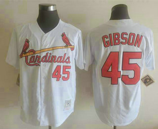 Men's St Louis Cardinals #45 Bob Gibson White Throwback Jersey