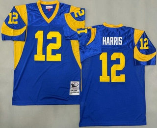 Men's St Louis Rams #12 James Harris Blue Throwback Jersey