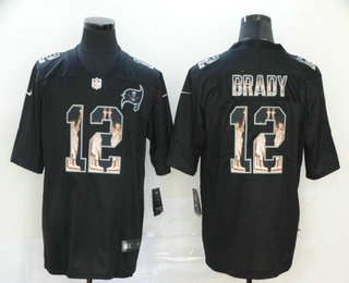 Men's Tampa Bay Buccaneers #12 Tom Brady 2019 Black Statue Of Liberty Stitched NFL Nike Limited Jersey