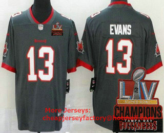 Men's Tampa Bay Buccaneers #13 Mike Evans Limited Pewter 2021 Super Bowl LV Champions Vapor Untouchable Jersey
