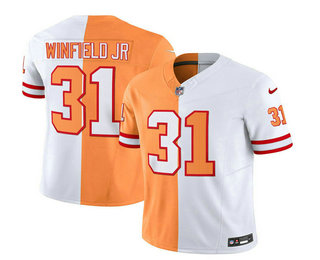 Men's Tampa Bay Buccaneers #31 Antoine Winfield Jr 2023 FUSE White Gold Split Throwback Limited Stitched Jersey