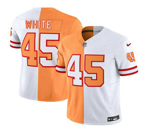 Men's Tampa Bay Buccaneers #45 Devin White 2023 FUSE White Gold Split Throwback Limited Stitched Jersey