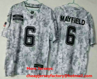 Men's Tampa Bay Buccaneers #6 Baker Mayfield Arctic Camo 2024 FUSE Salute to Service Limited Stitched Jersey