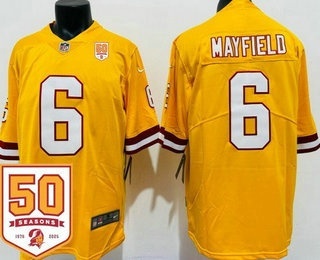 Men's Tampa Bay Buccaneers #6 Baker Mayfield Limited Orange Throwback 50th Seasons Vapor Jersey