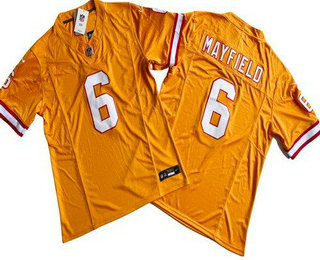 Men's Tampa Bay Buccaneers #6 Baker Mayfield Limited Orange Throwback FUSE Vapor Jersey
