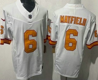 Men's Tampa Bay Buccaneers #6 Baker Mayfield Limited White Throwback FUSE Vapor Jersey