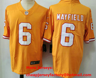 Men's Tampa Bay Buccaneers #6 Baker Mayfield Orange Limited Stitched Throwback Jersey
