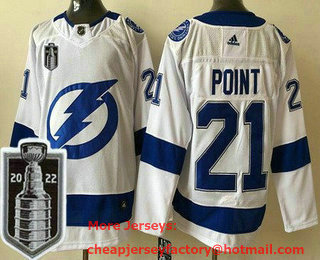 Men's Tampa Bay Lightning #21 Brayden Point White 2022 Stanley Cup Stitched Jersey