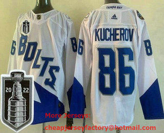 Men's Tampa Bay Lightning #86 Nikita Kucherov White Stadium Series 2022 Stanley Cup Stitched Jersey