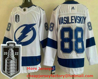 Men's Tampa Bay Lightning #88 Andrei Vasilevskiy White 2022 Stanley Cup Stitched Jersey