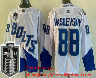 Men's Tampa Bay Lightning #88 Andrei Vasilevskiy White Stadium Series 2022 Stanley Cup Stitched Jersey