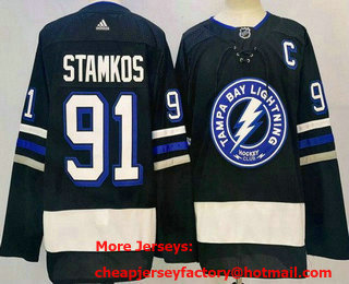 Men's Tampa Bay Lightning #91 Steven Stamkos Black Alternate Authentic Jersey
