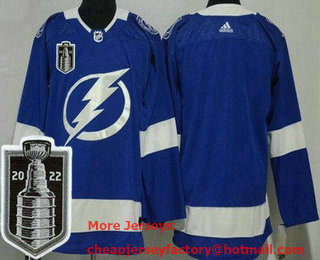 Men's Tampa Bay Lightning Blank Blue 2022 Stanley Cup Stitched Jersey