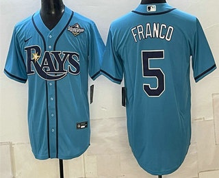 Men's Tampa Bay Rays #5 Wander Franco Blue 2026 World Series Cool Base Stitched Jersey