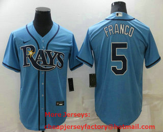 Men's Tampa Bay Rays #5 Wander Franco Light Blue Stitched MLB Cool Base Nike Jersey