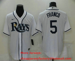 Men's Tampa Bay Rays #5 Wander Franco White Stitched MLB Cool Base Nike Jersey
