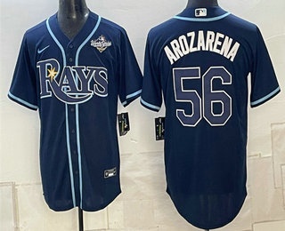 Men's Tampa Bay Rays #56 Randy Arozarena Navy 2026 World Series Cool Base Stitched Jersey