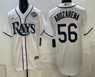 Men's Tampa Bay Rays #56 Randy Arozarena White 2026 World Series Cool Base Stitched Jersey
