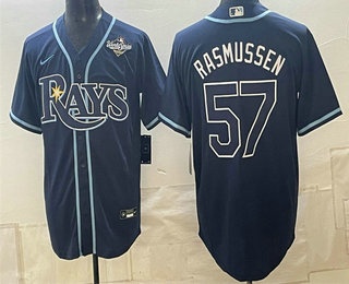 Men's Tampa Bay Rays #57 Drew Rasmussen Navy 2026 World Series Cool Base Stitched Jersey
