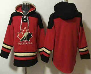 Men's Team Canada Blank Red Black Ageless Must Have Lace Up Pullover Hoodie