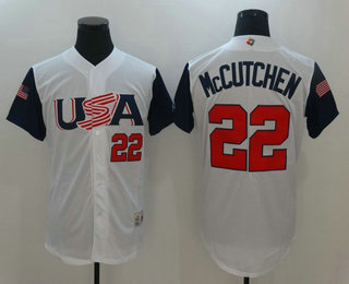 Men's Team USA Baseball #22 Andrew McCutchen White 2017 World Baseball Classic Stitched Authentic Jersey