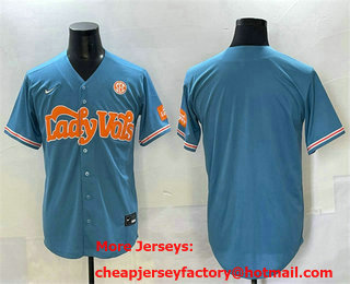 Men's Tennessee Lady Volunteers Blank Blue SEC Patch Stitched Jersey