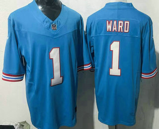 Men's Tennessee Titans #1 Cameron Ward Limited Light Blue Throwback FUSE Vapor Jersey